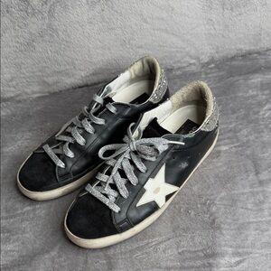 Golden Goose Black and Silver Star Sneakers